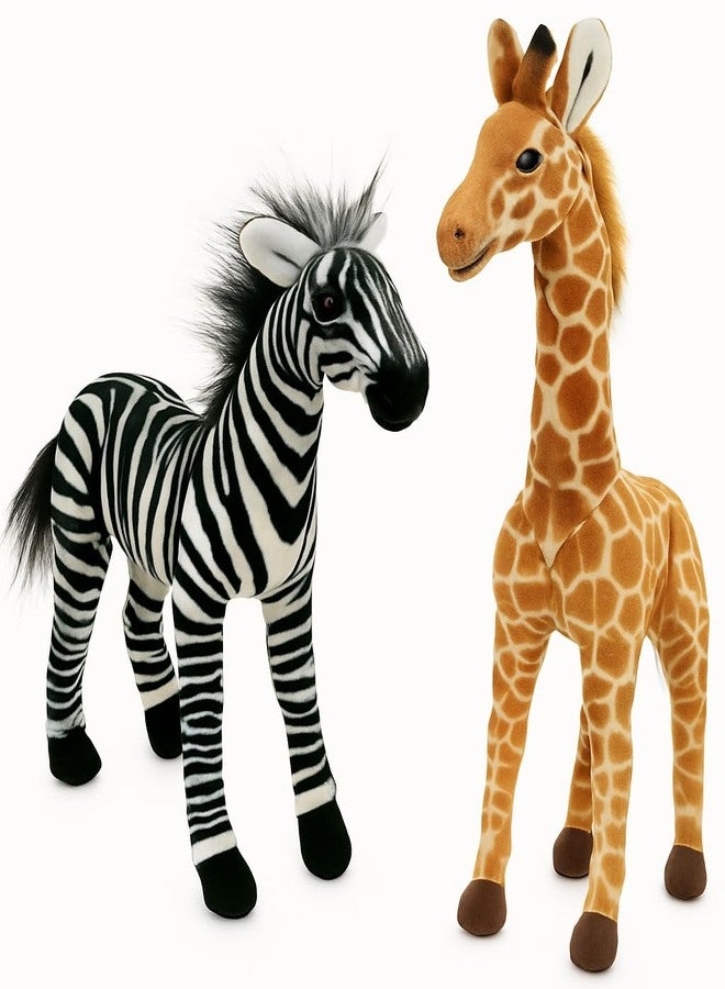 DTR Creation Jungle Safari Plush Toy Combo - Zebra & Giraffe Soft Toys (30cm Each) | Animal Stuffed Toys Gift for Kids | Cuddly Wildlife Plush Set for Boys & Girls - Image 2